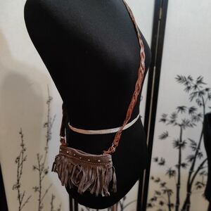 Chic Tan Fringe Crossbody Bag